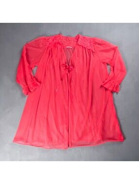 Frilly Soft Robe Intimates & Sleepwear | Vintage Sheer Red Lingerie Robe Puffy Nylon ...